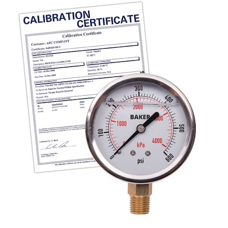 Baker Instruments AVNC-600P Pressure Gauge, 0-600 PSI,  AVNC-600P-NIST